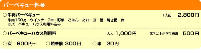 バーベキュー料金